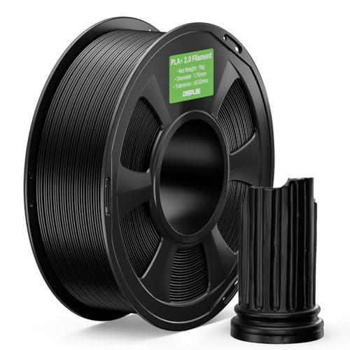 Filamento DEEPLEE PLA+ 2.0 Nero 1KG, Materiale Aggiornato per Stampanti 3D PLA+ 1.75mm Compatibile con la Maggior Parte delle Stampanti FDM.