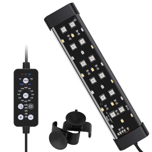 hygger Sommergibile Illuminazione per Acquario,24/7 Spettro Completo Luce LED per Acquario,8W Submersible Lampada Aquarium LED con 9 Colori per Acquario da 20-43cm Tank