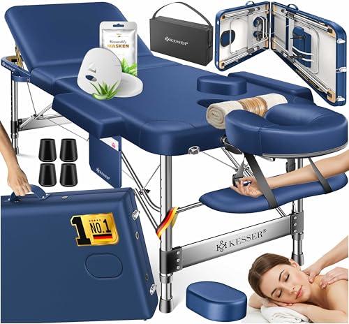 KESSER® Lettino da massaggio mobile pieghevole e regolabile in altezza a 3 zone Lettino da massaggio Lettino cosmetico Lettino terapeutico largo Alluminio + 10x poggiafaccia