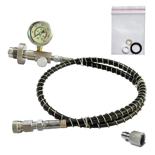 DRYHTEN Serbatoio a cilindro ad aria compressa G5/8 (5/8BSPP) DIN per stazioni di riempimento, connettore di riempimento HPA per immersioni subacquee, stazione di ricarica con tubo da 1 metro in