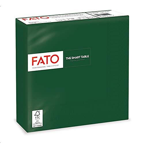 Fato, Tovaglioli di Carta Monouso, Ideali per Pranzi e Buffet Informali, Confezione da 50 tovaglioli, Formato 33x33, Piegati in 4, 2 veli, Verde Foresta, Carta 100% Pura Cellulosa, Certificata FSC