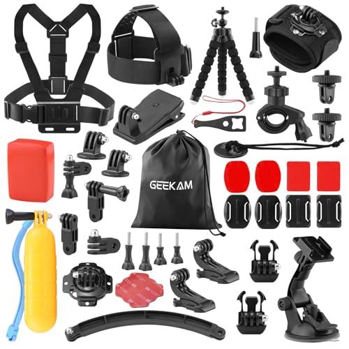 GeeKam Kit Accessori Action Cam, compatibile con GoPro, AKASO, Campark, Crosstour, APEMAN, COOAU, Apexcam, WOLFANG, Surfola, SJCAM