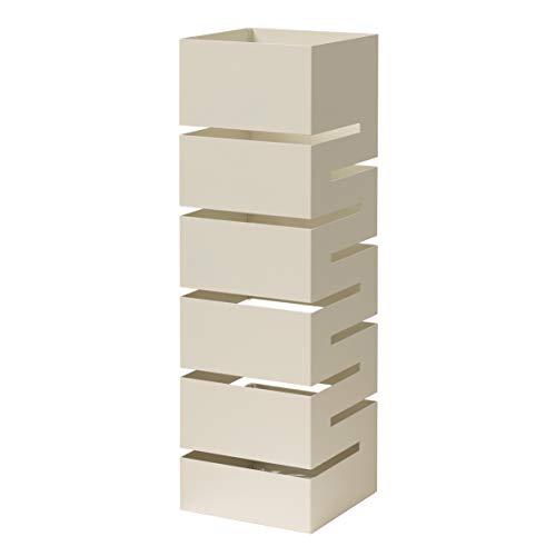 Baroni Home Portaombrelli Design Moderno Porta Ombrelli in Metallo Bianco Geometrico con 2 Gancini e Vaschetta Scolapioggia Rimovibile 15,5X15,5X49 cm