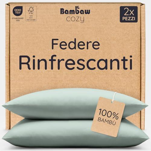 Bambaw Federe cuscini 50x70 bambu, Confezione da 2, Federa anti acne e antiacaro, Federa cuscino antisudore e traspirante, Federe cuscini morbide ed eleganti, Certificate Oeko-Tex (Verde Acqua)