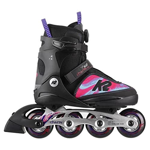 K2 Skates Ragazze Pattini in linea CHARM BOA ALU — black - pink — M (EU: 32-37 / Mondo: 220-260 / cm: 22-26 / UK: 13-4 / US: 1-5) — 30F0120
