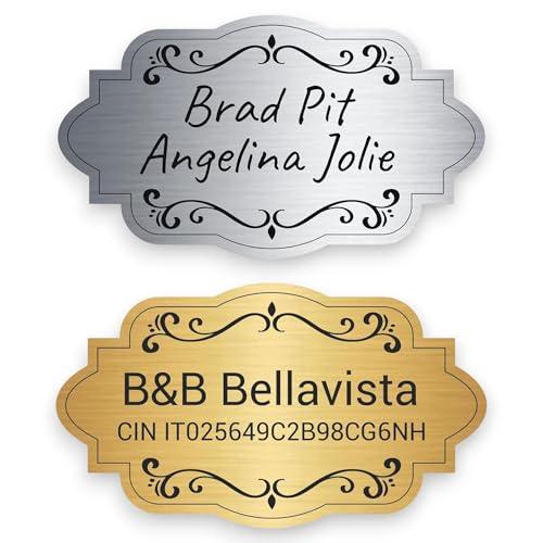 LO REALIZZO - Targa Porta Ingresso Personalizzata Adesiva (Targa Classica) Targhetta Personalizzata per Casa Vacanze, Numero Civico Esterno, Casella Postale Esterno, Citofono, Cassetta Posta, Cancello