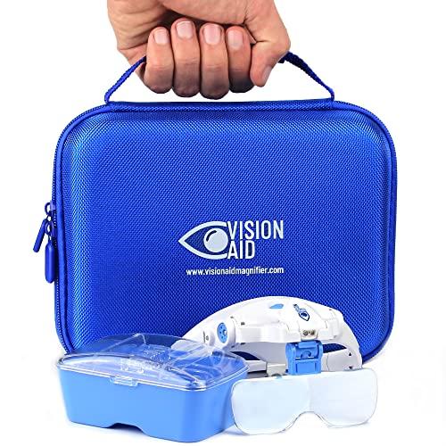 VISION AID Lenti d'Ingrandimento con Luce LED 5 Lenti Archetto Custodia Lente d'ingrandimento illuminata a mani libere per artigianato hobby Ricamo Pittura Miniatura Modellismo lavori di precisione