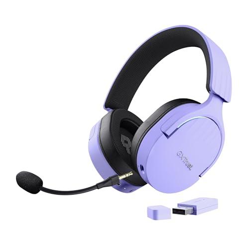 Trust Gaming GXT 491P Fayzo Cuffie Gaming Wireless Bluetooth + 2.4 GHz, Audio Surround 7.1, Batteria da 22 Ore, 35% Plastica Riciclata, RGB Cuffie Bluetooth Over Ear PC PS5 PS4 Switch - Porpora