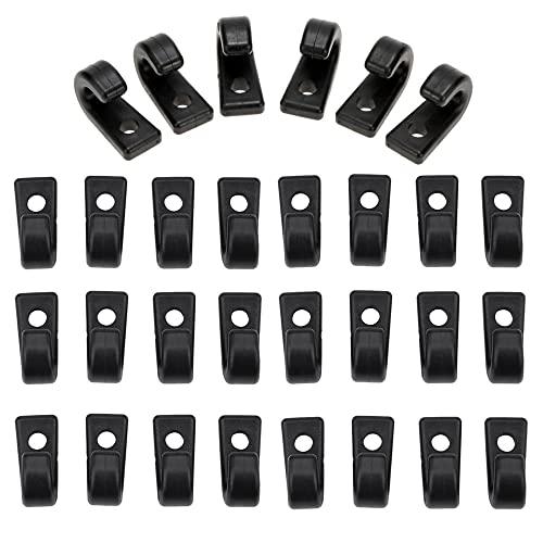 Ganci di Ancoraggio,30 Pcs J Forma Nylon Nero Ancoraggio Ganci,Multi Purpose Durevole Ad Alta Resistenza Clip Nylon Nero Gancio di Ancoraggio per Barca Canoa Bungee