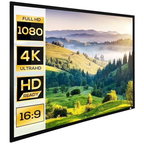 HOMCOM Telo Proiettore da 100 Pollici 16:9/4:3, Schermo Proiezione a Muro Compatibile con Proiettori LED e LCD per Casa o Ufficio
