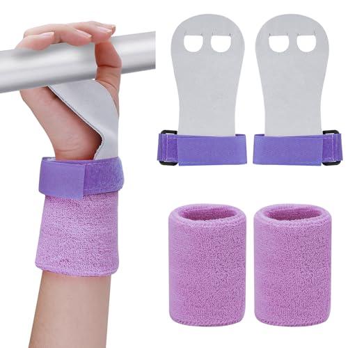 Abeillo 2 set di fasce da polso per la ginnastica per ragazze, giovani e bambini, impugnature da ginnastica viola, protezione per il palmo della barra da ginnastica e supporto per il polso, accessori