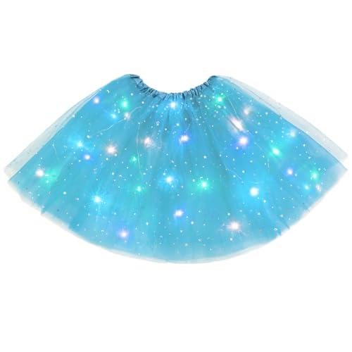 URAQT Gonna Tulle LED, Gonna a tutù Luminosa a Strati per Adulti, LED Tutu Gonna, Gonna Luminosa LED, Gonna a tutù in Tulle Luminoso, Adatto per Feste, Carnevale, Halloween, Matrimoni(Blu Lago)