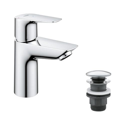 Grohe Start Edge Miscelatore Monocomando per Lavabo Taglia S, Cromo, Con piletta clic clac, mousseur con portata limitata a 5,7 l/min, Installazione veloce, 23900001