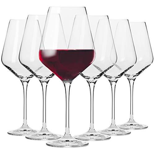 Krosno Bicchieri da vino rosso | Set di 6 | 490 ML | Collezione Avant-Garde | Cristallo senza piombo | Per casa, ristoranti & feste | Lavabili in lavastoviglie
