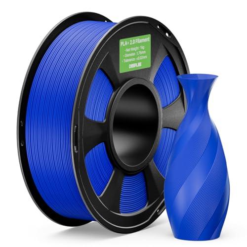 DEEPLEE Filamento PLA+ 2.0 1,75 mm, filamento per stampante 3D più resistente, blu, 1 kg