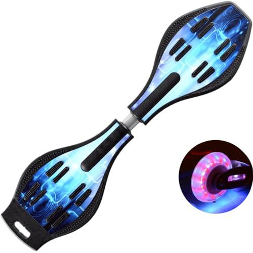 ERNAN Waveboard,Waveboard con LED Ruote,per bambini Street Surfen Caster Torsion Skateboard Double Decks Casterboard for Kids/Teens (Phantom Black)