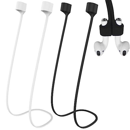 Jinpojun 2 Cinghie Magnetiche Anti-Perdita per Air-Pods 4/3/2/1, Cinturino Magnetico Super Forte per Air-Pods PRO 1/2/3, Cordino Anti-Smarrimento Guinzaglio Sportivo 72cm (Nero e Bianco)