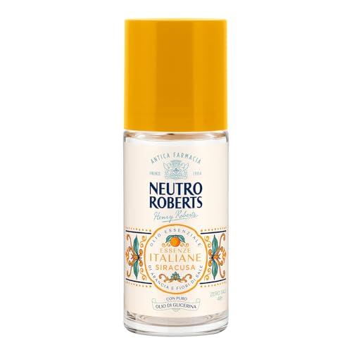 Neutro Roberts, Deodorante Roll-on Siracusa Senza Sali di Alluminio, Zero Macchie, con Olio Essenziale di Arancia e Fiori di sale, Con Puro Olio di Glicerina, Deodorante Donna e Uomo, 50 ml, 48h