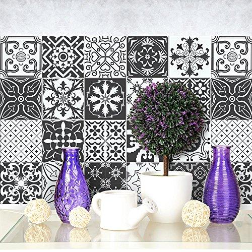 RE-COVERTILES - Adesivi per Piastrelle Bagno e Cucina 24 Pz 10x10 cm - PS00008 Decorazione murale in PVC impermeabile mattonelle mosaico stile cementine Azulejos