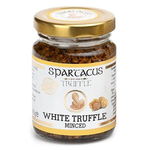 TARTUFO BIANCO DI SPARTACUS, TRITURATO, CONSERVATO IN OLIO EXTRAVERGINE DI OLIVA, PERFETTO CONDIMENTO GOURMET PER PIZZA, PASTA, INSALATE, PATATE (Tartufo Bianco 90g)