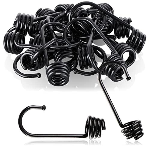 COM-FOUR® 20 ganci a spirale - gancio in metallo verniciato - terminale per cinghie di tensione, tenditori per bagagli, funi per teloni, espansori, corde e tiranti - gancio per tiranti (nero - 08mm)