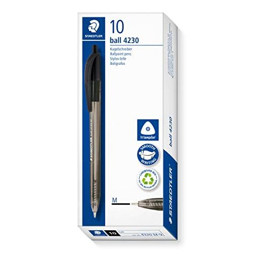 STAEDTLER 4230 M-9 - Penna a sfera retrattile, confezione da 10, colore: Nero