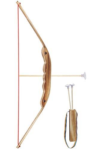 GERILEO Arco di Legno e bambù con portafrecce per Giocare per Bambino/Bambina (Arco con 2 frecce)