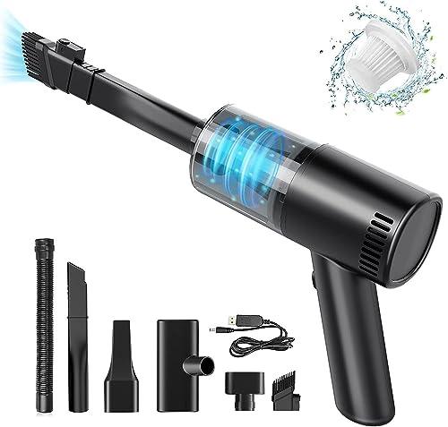 WHJC Aspirabriciole Senza Fili, 9000Pa Ricaricabile Portatile Leggero Mini Aspirapolvere, USB Auto Aspirapolvere Alta Potenza Aspirazione, Pulizia per Capelli, Auto, Casa, Ufficio, Cucina