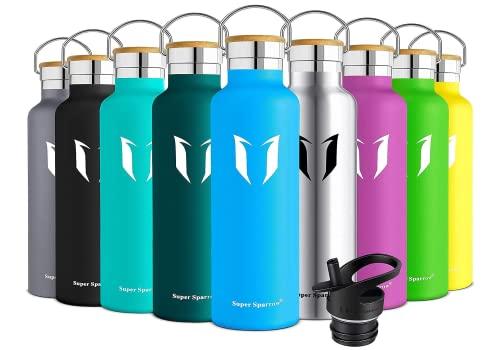 Super Sparrow Borraccia Termica 1L, Bottiglia Termica Senza Perdite - Senza BPA Borracce, per Bambini, Scuola, Sport, Campeggio, Yoga, Palestra, Ciclismo