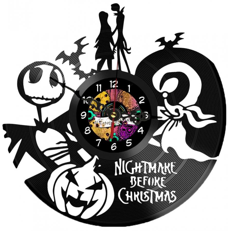 Orologio da Parete in Vinile Nightmare Before Christmas (2.0), nuovo modello, nuova collezione, 100% artigiani Italiani, orologio da muro con meccanismo silenzioso, orologio handmade, orologio 30 cm
