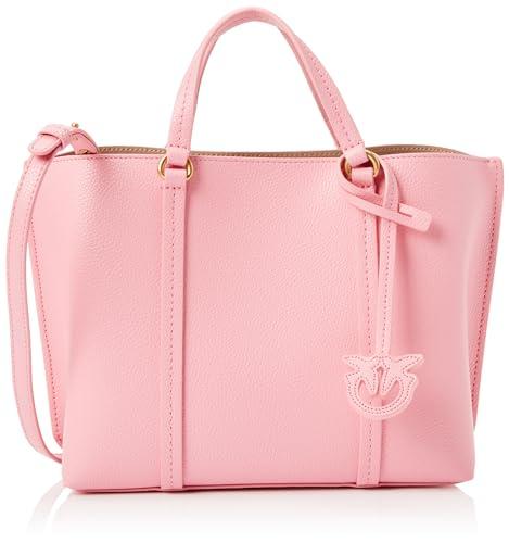 Pinko Carrie Shopper Classic Pelle BOTTALATA, Borsa Donna, P31Q_Rosa Marino-Antique Gold, Taglia Unica