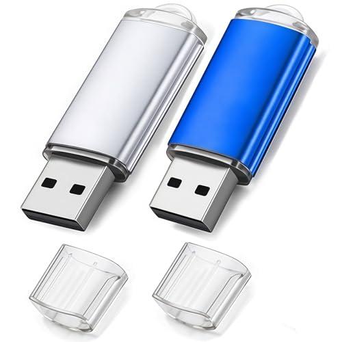 64GB Chiavetta USB 2 Pezzi Pen Drive 64GB WISEORANGE Metallo USB2.0 Unità Memoria USB per PC, Laptop,TV con Luce LED (2 colori)
