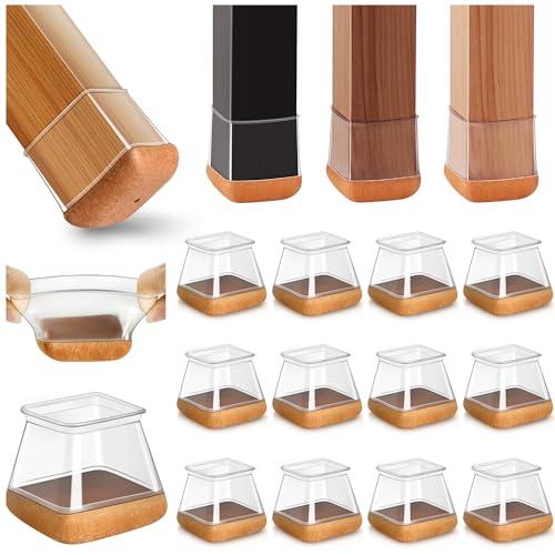 20 pezzi Quadrati Gommini per Sedie in Silicone con Feltro, Proteggi Gambe per Mobili 27-36mm, Elastiche Protezione per Gambe Delle Sedie per Antigraffio, Feltrini per Chair Leg Protectors
