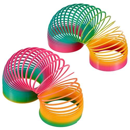 THE TWIDDLERS - 2 Pezzi Molle Giganti Colorate - Molle Giocattolo per Bambini, Vivaci Colori dell'Arcobaleno, Regalo per la Comunione di Compleanno