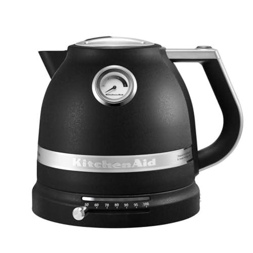 Kitchenaid Bollitore ad acqua 1,5 Litro - Artisan - Bollitore in acciaio inox con indicatore di temperatura - 2400W - Nero