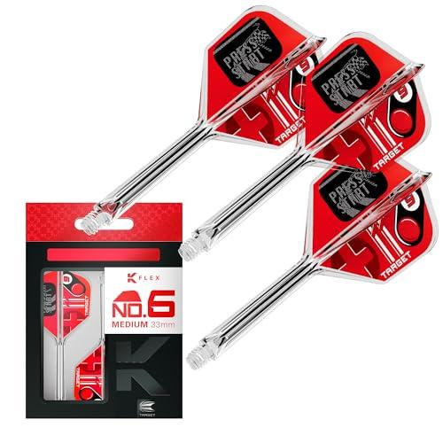 Target Darts K-Flex Press Start Freccette Alette e Aste, No.6 (Medio, 33mm) | Confezione da 3 Kflex Integrato Volo e Albero Sistema, Tutto in Uno Stampato Stelo | Professionale Freccettes Accessori