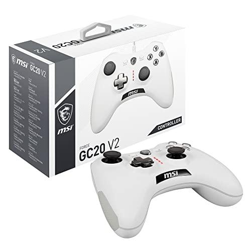 MSI FORCE GC20 V2 BIANCO Wired PC Gamepad Controller - Coperture D-Pad sostituibili, due motori a vibrazione, USB 2.0 - cablato
