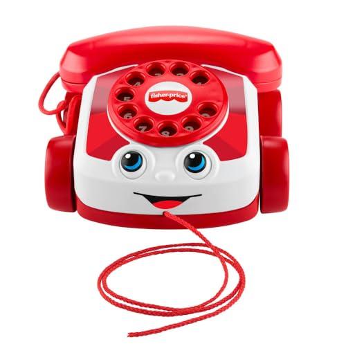 Fisher-Price - Telefono Chiacchierone Rosso, gioco trainabile con l'iconico filo rosso in stile Mattel, edizione speciale 80° Anniversario, giocattolo per bambini, 12+ mesi, JGG97