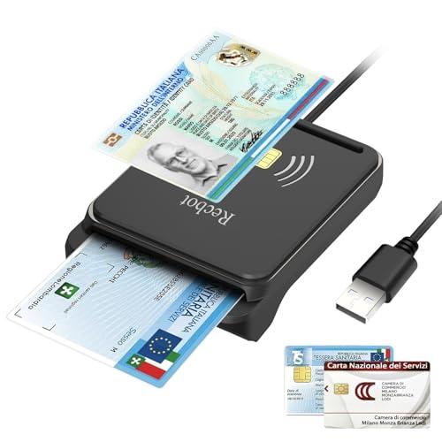 Recbot Lettore CIE 3.0 Carta d'Identità e Tessera Sanitaria, Lettore Smart Card Firma Digitale, Lettore di Smart contatto e contactless CIE/CRS/CNS, Lettore NFC Compatibile con Windows 10 e Windows 11