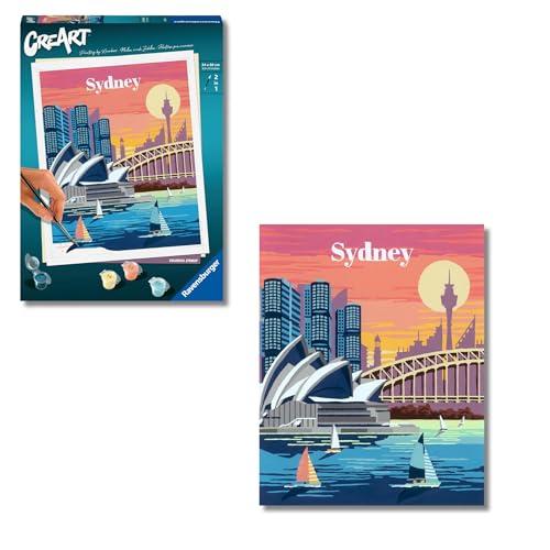 Ravensburger - CreArt City: Sydney, Kit per Dipingere con i Numeri, Contiene Tavola Prestampata 24x30 cm, Pennello, Colori e Accessori, Gioco Creativo e Relax per Adulti 14+ Anni