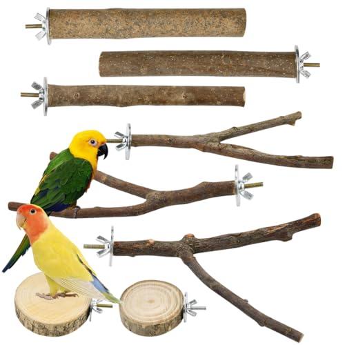 VGECEE 8 Pezzi Posatoi in Legno di Uccelli Trespoli in Legno Naturale per Pappagallo Posatoio per Pappagalli Trespolo Supporti per Uccelli per Fringuelli Pappagalli Calopsitte Parrocchetti