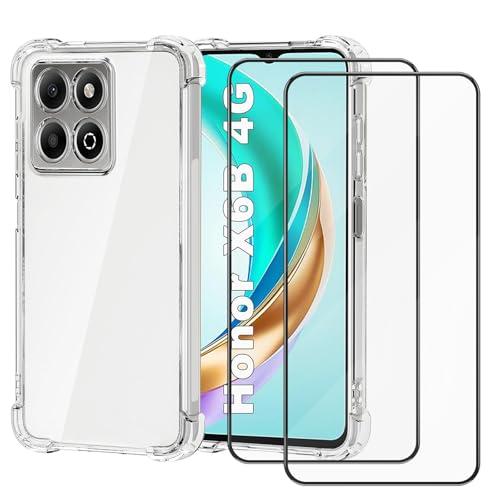 Vancle Trasparente Cover per Honor X6 B con 2 Pezzi Vetro Temperato, Cassa Anticaduta, Spessato Resistente ai Graffi Silicone Antiurto Protezione Case