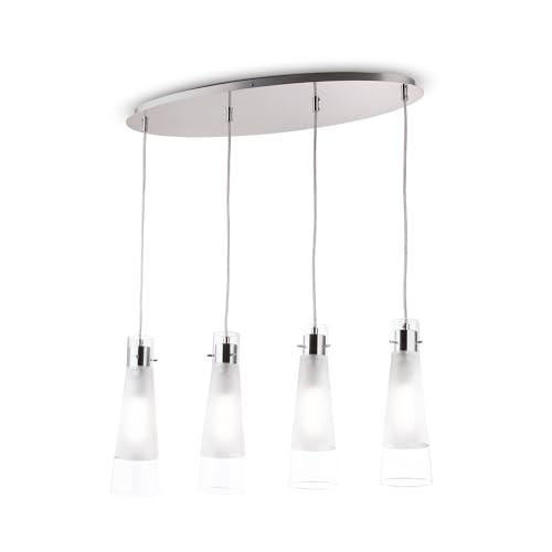 Ideal Lux Kuky Clear SP4 Lampada a Sospensione, Vetro, Trasparente