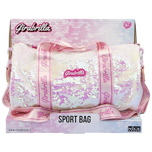 Girabrilla Sport Bag White, Borsa Sportiva Bianca con Paillettes Reversibili