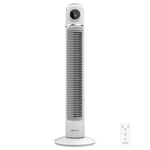 Cecotec - Ventilatore a torre EnergySilence 1090 Skyline Retro Smart White da 81 cm, 40 W, display LED, touch e telecomando, 3 velocità, 3 modalità, timer 12 ore e oscillazione 72º