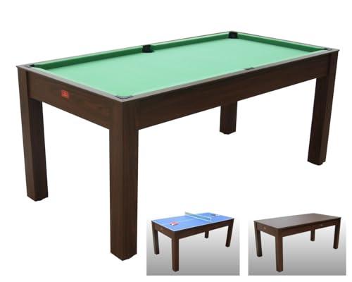 Tavolo da Biliardo 3 in 1 - Biliardo, Ping Pong e Tavolo da Pranzo - Modello Advance Multi (185 cm) - Color Legno