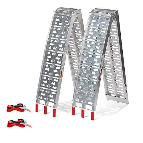 Lospitch 2 rampe di carico pieghevoli, in alluminio, per moto, 680 kg, antiscivolo, pieghevole, per ATV, quad, auto