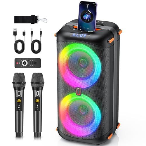 HWWR Karaoke con Microfono con 2 Microfoni Wireless 10000mAh Cassa Bluetooth 5.3, Sistema PA 300W, Canta tu Karaoke 2026 per Adulti/Bambini per feste, Riunioni Familiari, Festività