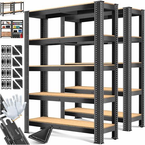 MASKO® Set di 2 Scaffali di Magazzino Scaffali per Servizio Pesante, 2x 180x90x40cm 5 ripiani, per Cantine, Pannelli MDF, in Metallo, Senza Bulloni, Nero - 875kg