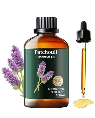 Olio Essenziale di Patchouli Puro, Mumianhua Olio di Patchouli Olio Naturale per Diffusori, Profumi, Cura della Pelle e Capelli, Preparazione Saponi, Fai da Te e Spray‌ 100 ml